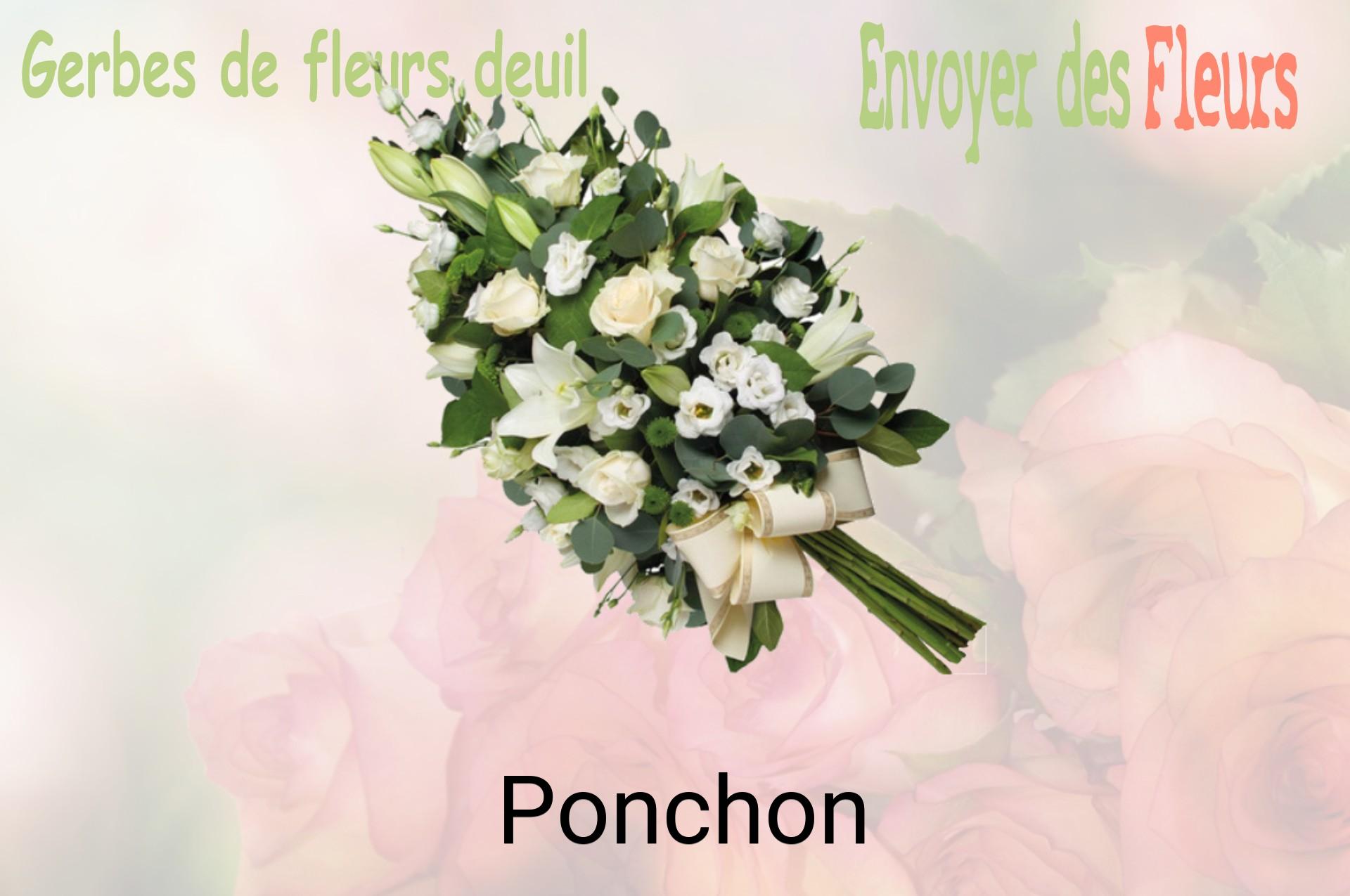 Gerbe de fleurs de deuil livrée à Ponchon